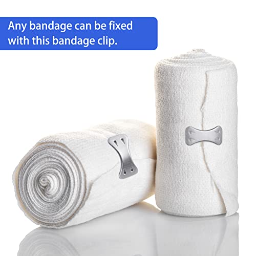 Tondiamo 50 Pieces Elastic Bandage Clips Only Bandages Wrap Clips Metal Aluminum Swathe Fasteners Pins for First Aid Use