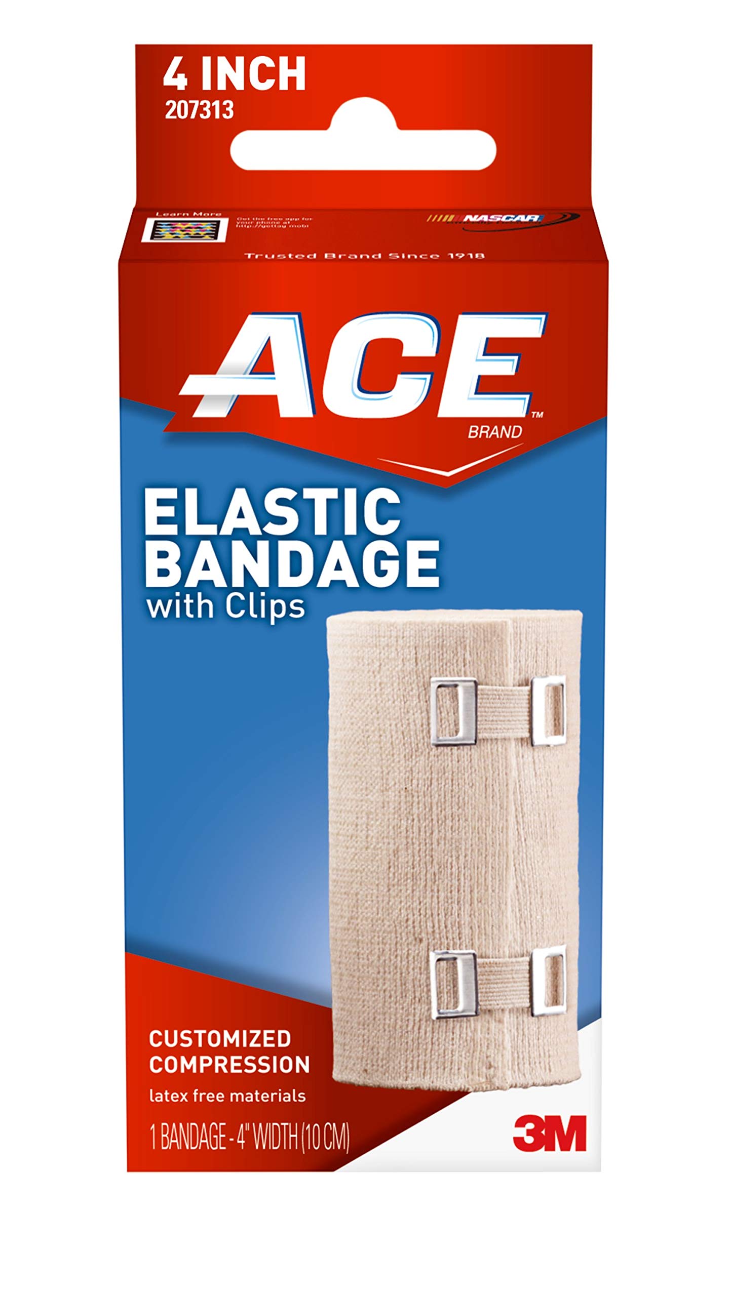 ACE 4 Inch Elastic Bandage with Clips for Leg and Shoulder Protection, Beige, 1 Count  
ACE 4 Inch Elastic Bandage with 